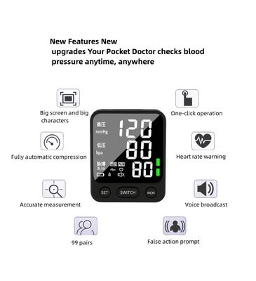 Ingebouwde batterij pols slimme armband Digitaal Tensiomtros Sphygmomanometer