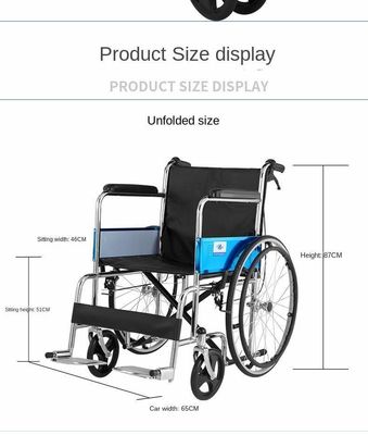 20 inch zwarte Oxford handleiding draagbare gemotoriseerde rolstoel voor medische toepassingen