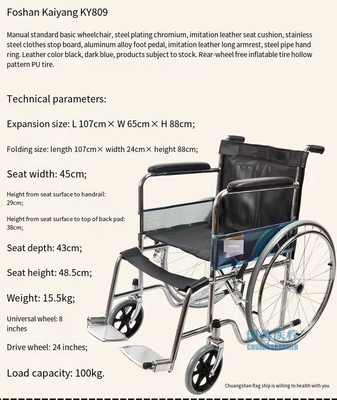 Inlands Handel Zwarte opvouwbare lichtgewicht handmatige rolstoelen voor gehandicapten met duurzaamheid